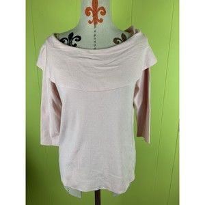 Joseph A Sweater Large Cowl Neck 3/4 Sleeve Light Pink Pullover